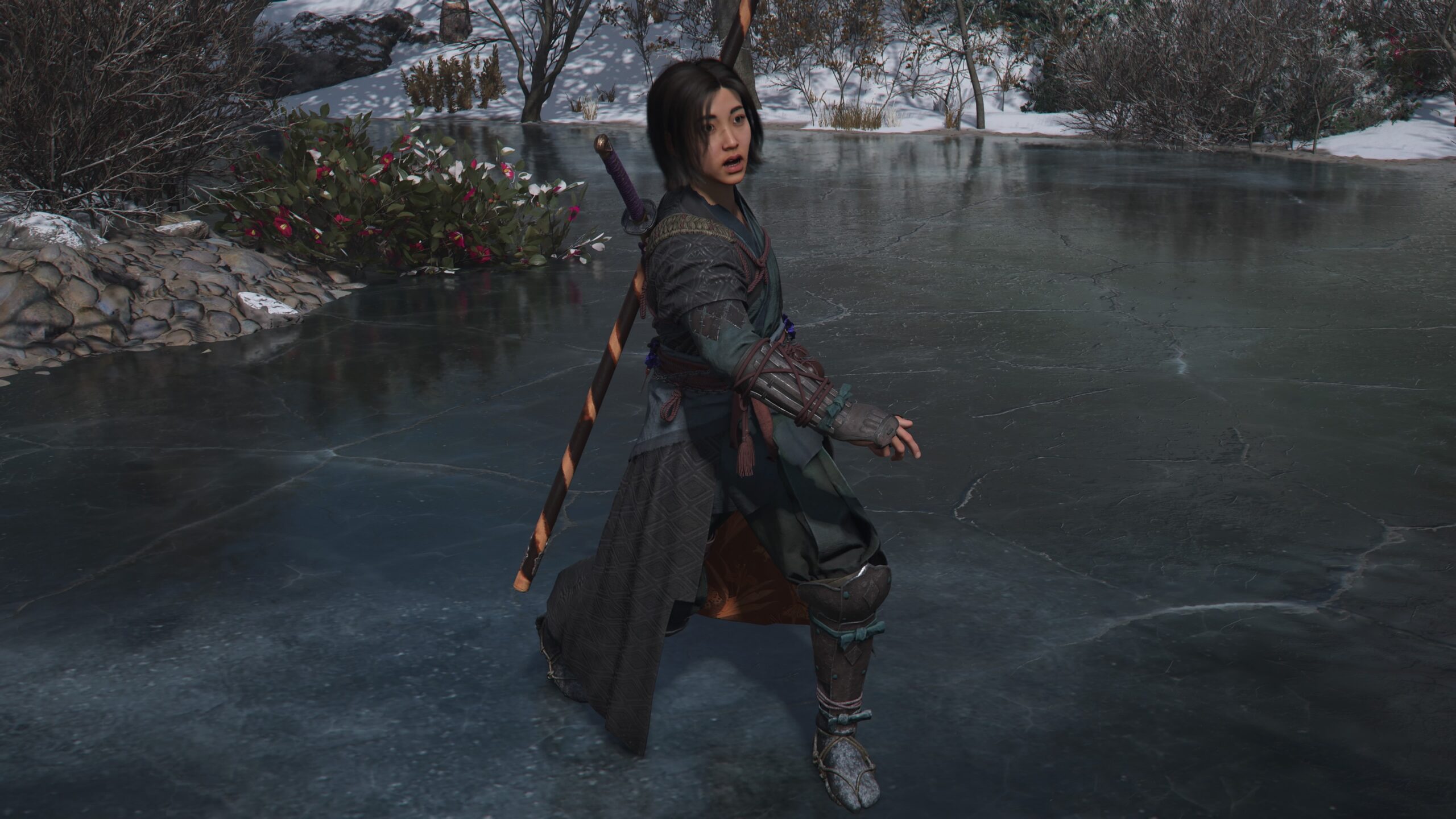 氷上で滑る奈緒恵